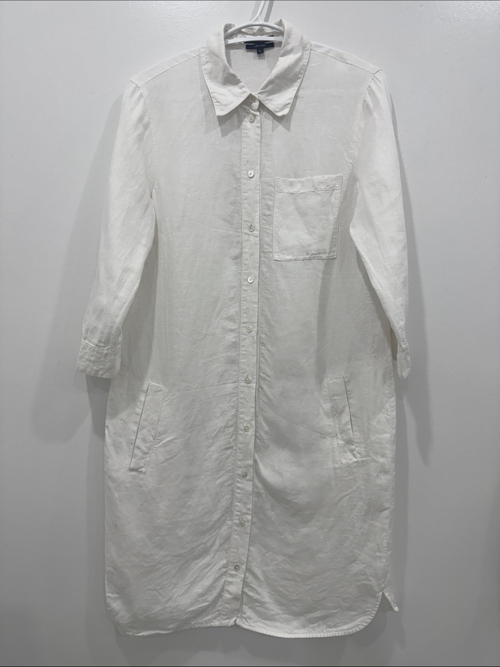 Marc O’Polo Pure Linen Shirt Dress White Button Front Long Sleeve EU 36 US 4